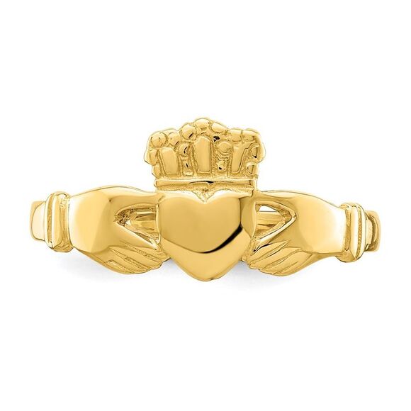 Kazi Luxury 14k Yellow Gold Polished Claddagh Ring